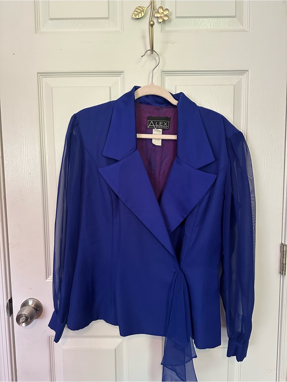Royal Blue Sheer Sleeve Women's Blazer